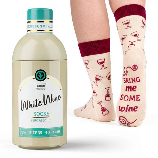 SOXO GOOD STUFF calcetines de mujer graciosos White Wine en una botella de regalo