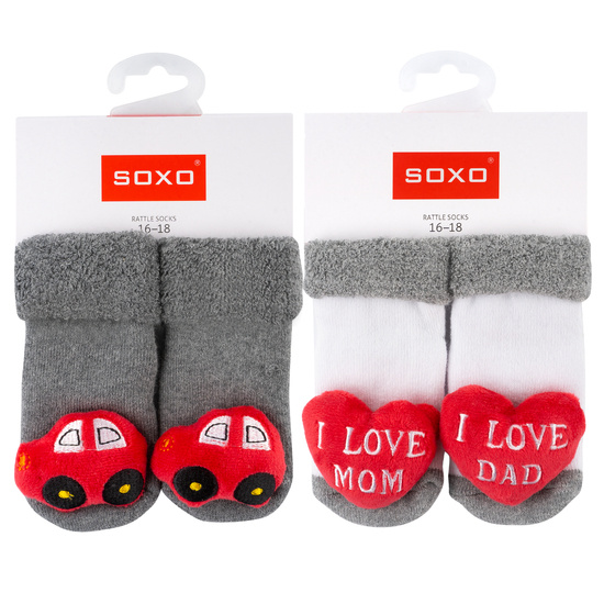 Set de 2 calcetines de colores para bebé SOXO con sonajero