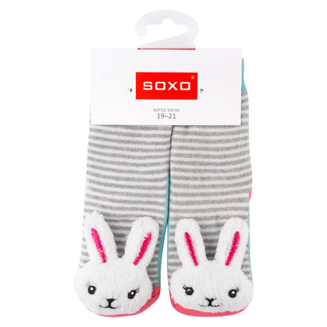 Set de 2 calcetines de colores para bebé SOXO con sonajero