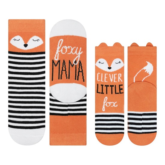 Un conjunto de calcetines SOXO para madre e hijo, zorro de algodón.