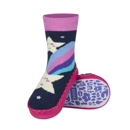 Zapatillas de bebé SOXO coloridas con suela de cuero