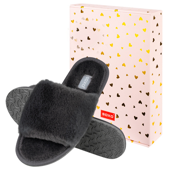 Zapatillas de casa SOXO de grafito suave para mujer en caja de regalo con pegatinas