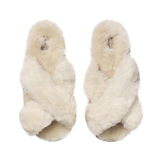 Zapatillas de mujer SOXO piel de oveja beige