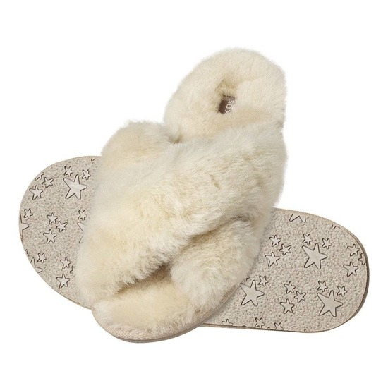 Zapatillas de mujer SOXO piel de oveja beige