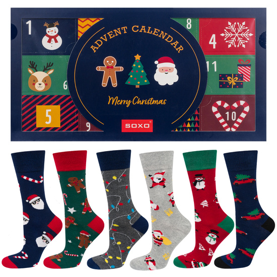 calendario de adviento | regalo de navidad | Mikolajki | para él | Juego de 6 calcetines SOXO GOOD STUFF de color para hombre