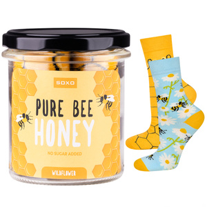 Calcetines coloridos SOXO GOOD STUFF para mujer, miel de abeja pura divertida en un frasco, un regalo para ella