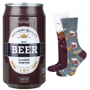 Calcetines coloridos de SOXO GOOD STUFF para hombre, divertida cerveza clásica en una lata para regalo
