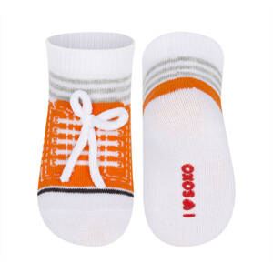 Calcetines de bebé SOXO naranja, zapatillas deportivas con inscripciones