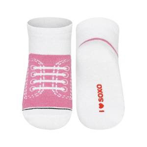 Calcetines de bebé SOXO rosa, zapatillas deportivas con inscripciones