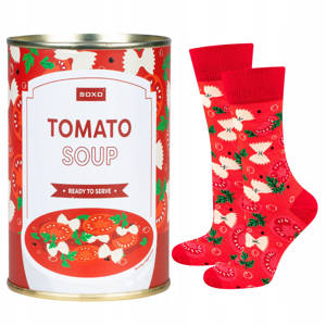 Calcetines de hombre | Sopa de tomate SOXO GOOD STUFF para mujer en lata, colorida como regalo para él | para ella