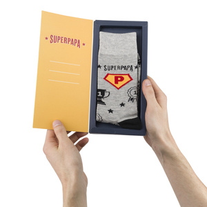 Coloridos calcetines de hombre SOXO con la inscripción "SuperPapa" | regalo del dia del padre