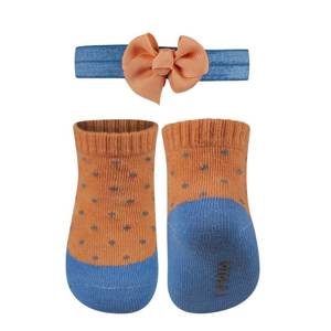 Conjunto de calcetines bebé SOXO naranja con diadema