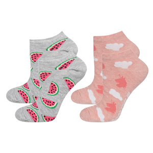 Juego de 2 calcetines tobilleros SOXO de colores para mujer | coloridos patrones de frutas