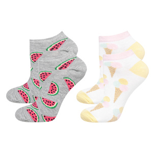 Juego de 2 calcetines tobilleros SOXO de colores para mujer | helados y sandias