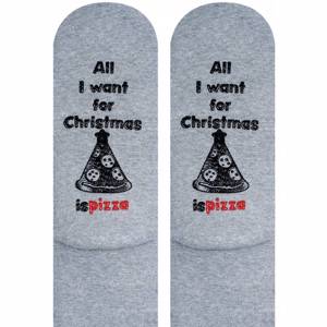 SOXO Calcetines de hombre con el texto "All I want for Christmas is pizza"