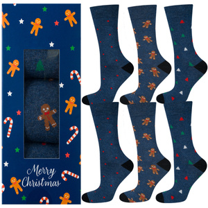 Set 3x Calcetines coloridos para hombre SOXO GOOD STUFF Calcetines de algodón de regalo de feliz Navidad