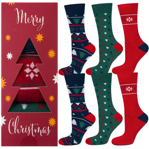 Set 3x Calcetines coloridos para hombre SOXO GOOD STUFF Calcetines de algodón de regalo de feliz Navidad