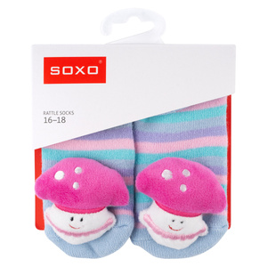 Set de 3 calcetines de colores para bebé SOXO con sonajero