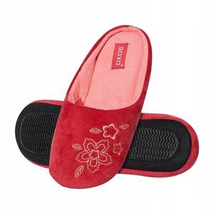 Zapatillas casa de mujer SOXO rojas con bordado y suela dura