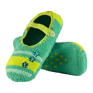 Zapatillas de mujer de felpa SOXO con abs - "Flor verde"